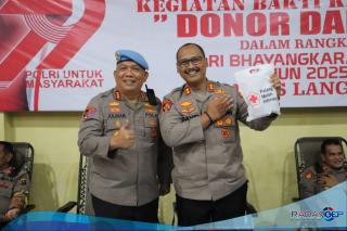 Polres Langkat Gelar Donor Darah dalam Rangka HUT Bhayangkara Ke79 